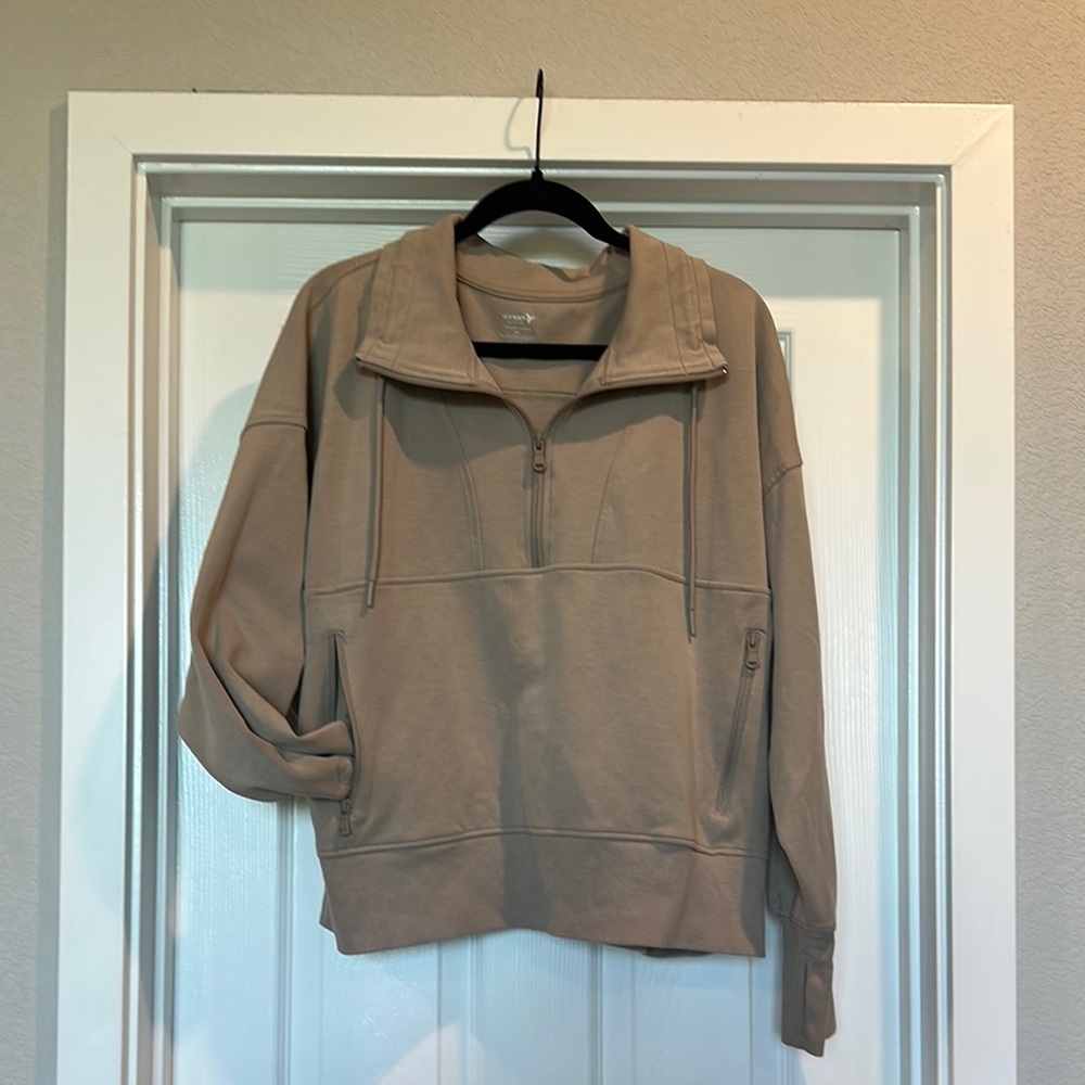 Men's Beige Zip-Up Sweater